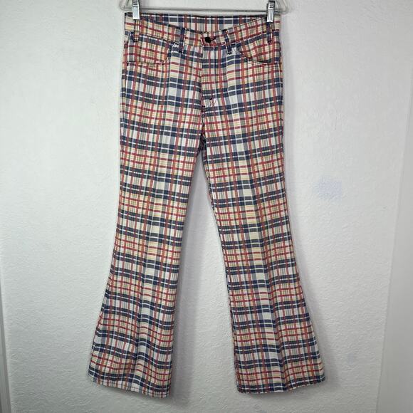 Levi's Sta-Prest Plaid Bell bottom pants, multicolor, vintage 70's pants retro